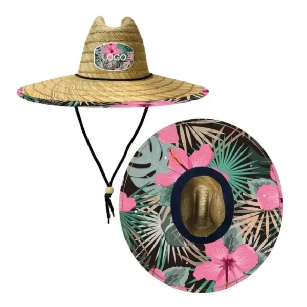 Embroidered Patch Team Lifeguard Straw Hat
