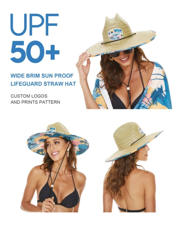 Embroidered Patch Team Lifeguard Straw Hat