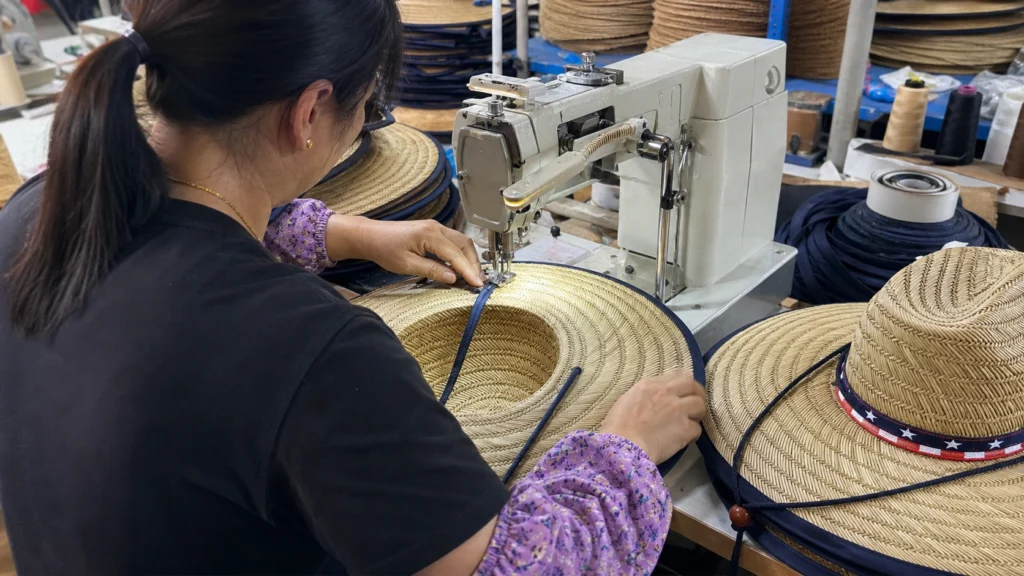 lifeguard straw hat brim binding sewing Terra Hats