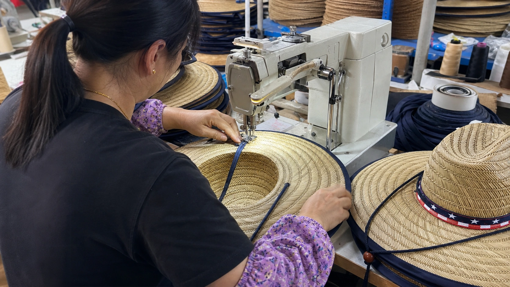 lifeguard straw hat brim binding sewing Terra Hats
