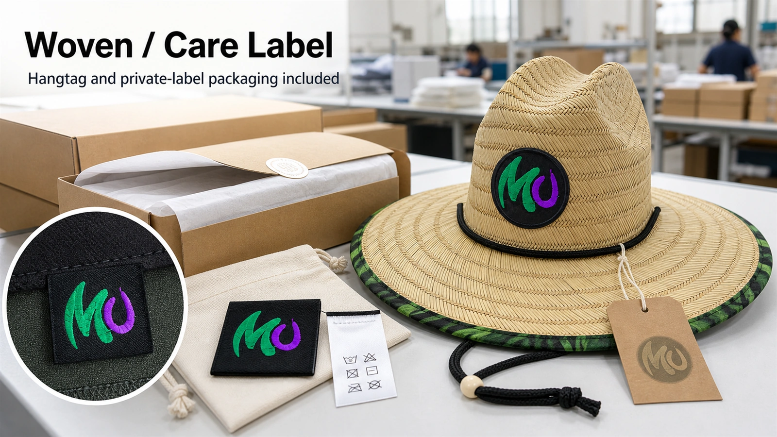 woven care label Terra Hats